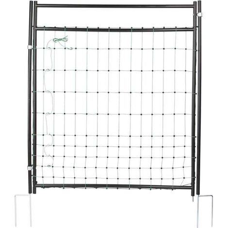 Porte pour filet à poules électrifiable 95-125 cm – Installation rapide – Cadre isolé – Fil supérieur renforcé – Maille serrée – Kerbl (1/10)