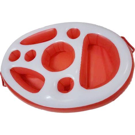 Schwimmende Poolbar, schwimmende Poolbar mit 8 Löchern, aufblasbare Getränkehalter, aufblasbares schwimmendes Bartablett, schwimmende Spa-Bar, 5070 cm (rot und weiß) (1/5)
