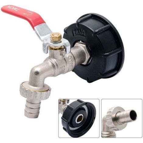 1x Adaptateur IBC Vanne Robinet,Raccord Robinet en Laiton Chromé Sortie Raccord Rapide, IBC S60x6 vanne Robinet à 1/2'' Tuyau Adaptateur récupérateurs Eau de Pluie Raccord Sortie Raccord Rapide (1/5)
