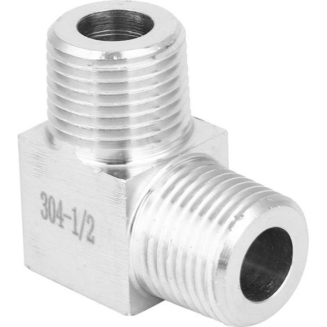 BSPT-Rohrverbinder, Außengewinde auf Außengewinde, 90°-Winkel, Edelstahl 304, 1/2 Zoll (1/5)