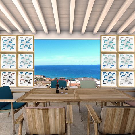 DOLPHIN - Modules décoratifs en bois et PVC - Couleur : blanc - Dimension : 48x48 cm