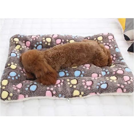 Nourriture épaisse pour lit pour animaux Douce et confortable couverture en flanelle pour animaux Chauffe-hiver Oreiller pour animaux Empreinte de café No. 4Coffee Footprints (1/5)