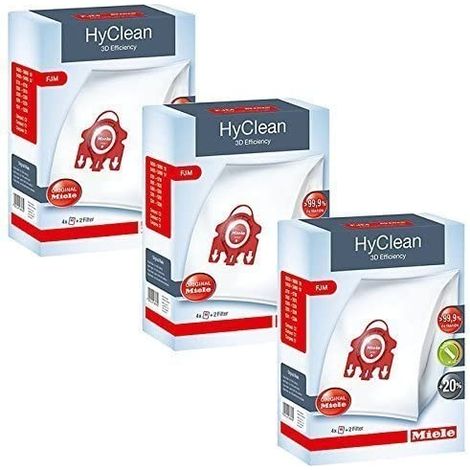 Set di 3 scatole di sacchetti 3D Hyclean FJM Efficienza per aspirapolvere compatto S700 S4000 e S6000 Miele