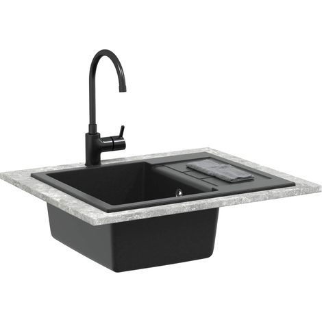 Évier Noir 620 x 500 mm 80% Quartz et 20% Résine