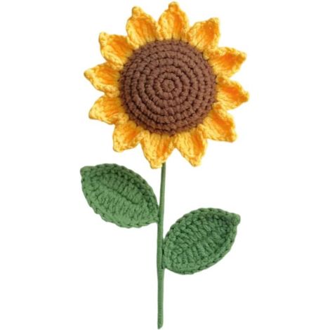 Girasole all'uncinetto in lana sintetica per decorazione e abbellimento (1/3)