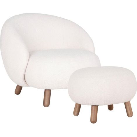 Savona Sessel mit Pouf weiß. (1/5)