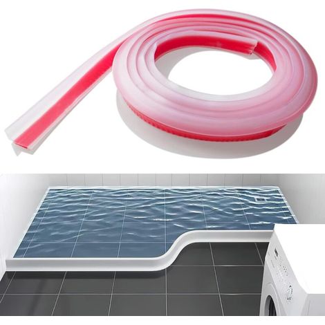 200 cm Duschabtrennung, Halteleiste, Silikon, Badewannenabdichtung, biegbares Abtrennkantenprofil (transparent)