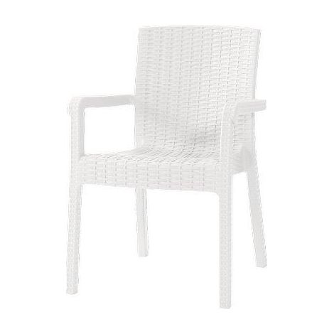SEDIA RATTAN KRETA + BRACCIOLI DOMUS  PP BIANCO CM 58X75 H.CM 85
