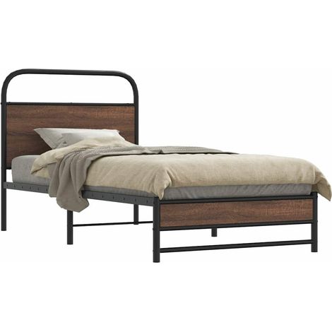 Bettgestell ohne Matratze 100x200 cm Braun Eichen-Optik
