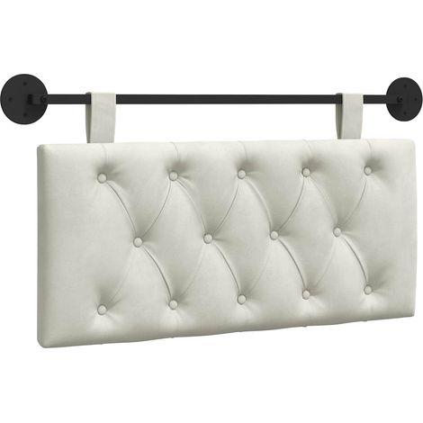 Hanging Headboard with LED Light Cream Velvet vidaXL