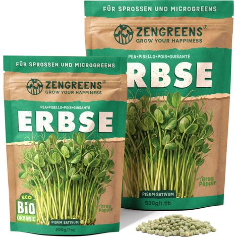 Bio Keimsaat Erbse 200 g Sprossen und Microgreens Samen ZenGreens (1/5)