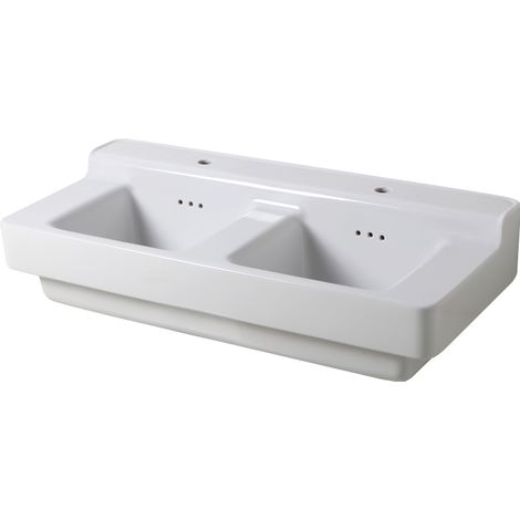 INDUSTRIALIS - LAVABO IN CERAMICA BIANCO RETRO - Lavabi - 110x50x27CM
