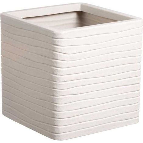 Pot de fleur - STRATA - Carré - Banbury - Ø 30.5cm x 30cm H - Couleur pierre (1/2)