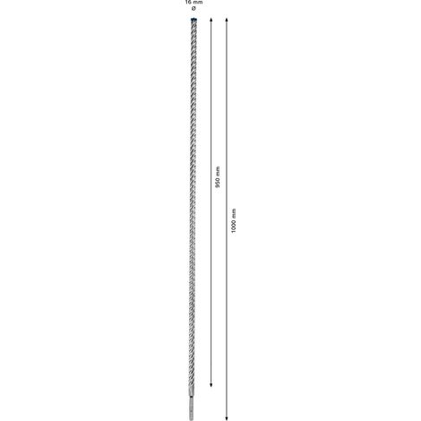Foret béton SDS 16 mm – 2608900135 – Longueur totale 1000 mm – Technologie Carbide Bosch pour béton armé – Usage professionnel