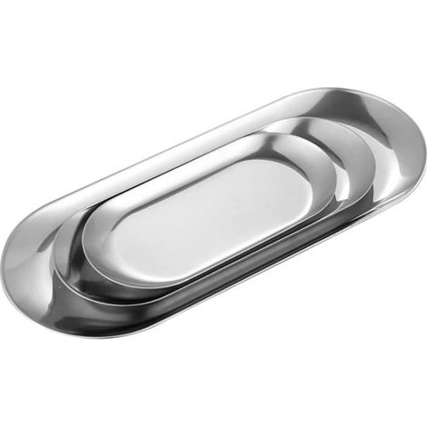 Lot de 3 Plateaux de Service Acier Inoxydable Élégant - Organisateur Bijoux Porte Serviettes pour Cuisine Salle de Bain Coiffeuse (1/5)