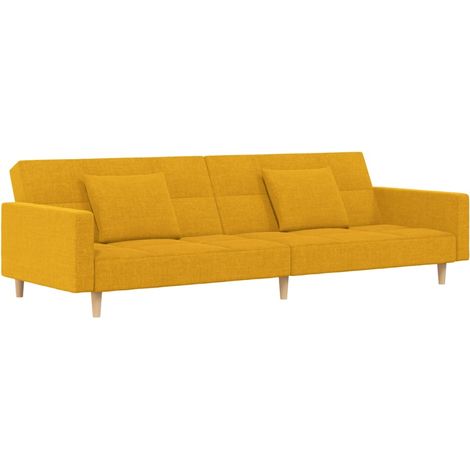 Canapé-lit,Canapé convertible à 2 places avec deux oreillers jaune tissu CFW90655 (1/5)
