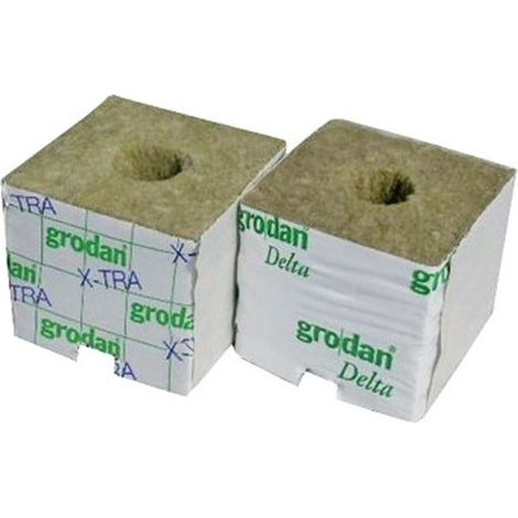 Substrat - 384 cubes de laine de roche - 75x75x65mm - Trou 25/35mm - Grodan