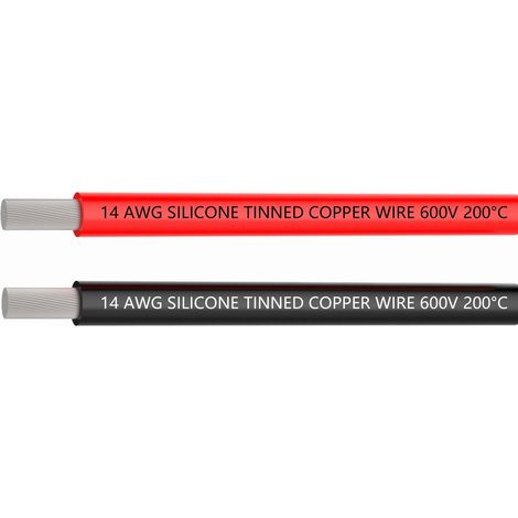 fil en silicone 14 AWG 3 mètres 1.5 mètres noir et 1.5 mètres rouge fil 14 spécifications fil de silicium câble de connexion fil de cuivre étamé fil de silicium flexible (1/5)