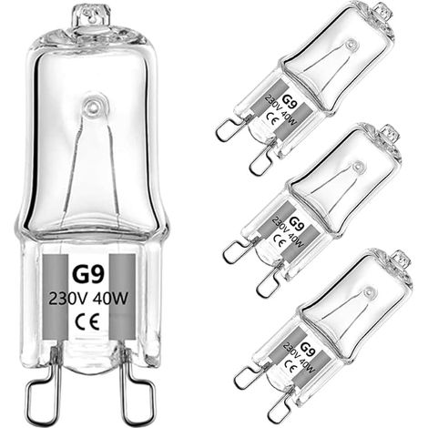 Ampoule halogène G9 40W 230V Ampoules de remplacement à base à 2 broches, intensité variable, blanc chaud… [Classe énergétique G] (1/4)
