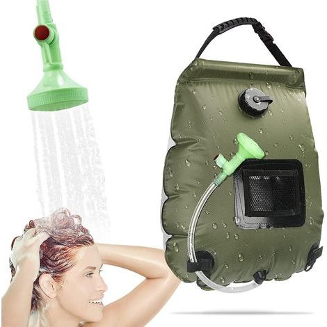 Pair 20 l Warmwasser-Duschtasche für den Außenbereich, tragbare Solar-Heiztasche, Gartendusche, Pooldusche für Camping, Wandern, Gartendusche mit Duschkopf und Ein-/Ausschalter