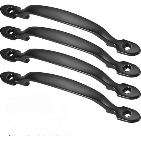 Lot de 4 poignées de porte d'armoire, poignées de meubles de cuisine noires, poignées coulissantes et boutons avec vis pour abri de tiroir de garde-robe