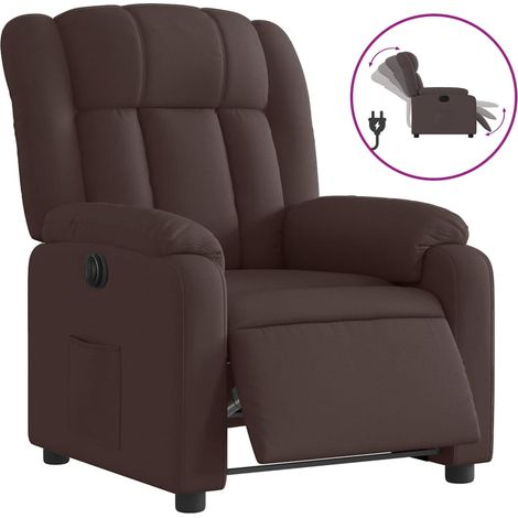 Fauteuil inclinable électrique Marron foncé Tissu vidaXL