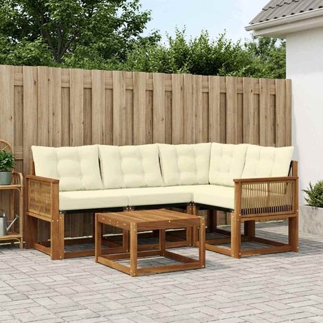 vidaXL Outdoor-Sofagarnitur mit Kissen 5 pcs Natur und Creme (1/5)