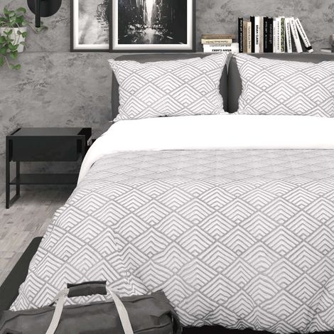 Parure housse de couette 3D microfibre 240x220 cm LAYA gris, par Soleil d'Ocre (1/2)
