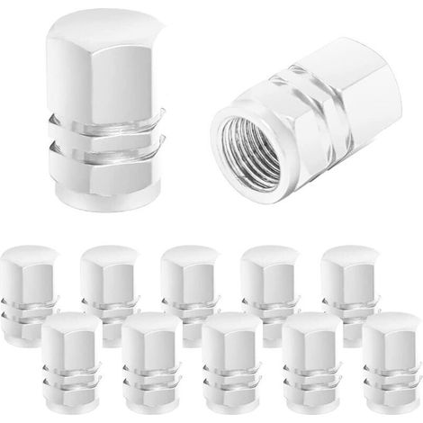 Bouchon Valve Pneu Voiture, 12 Pièces de Cache-poussière de Roue de Voiture en Aluminium, Imperméable et Anti-Résistant, Valve de Pneu Universelle pour Voitures, Camions, Motos (Argent) (1/5)