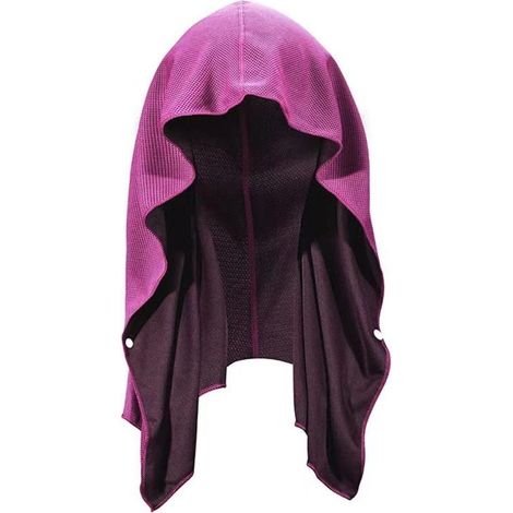 Asciugamano sportivo con cappuccio rinfrescante UPF 50+ per yoga e allenamenti con temperature elevate (rosso rosa) (1/5)