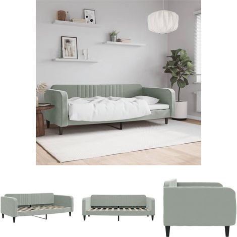 The Living Store Tagesbett Hellgrau 90x190 cm Samt - Betten & Bettgestelle (1/5)