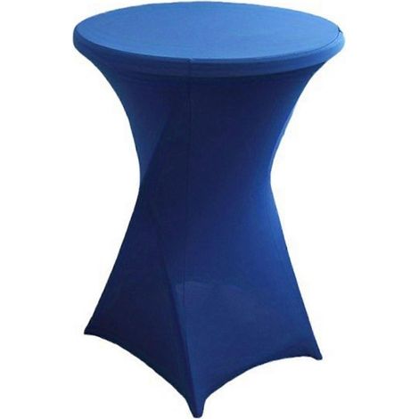 (S Bleu) Nappe de table de cocktail unie, très élastique, résistante à l'huile, taille universelle, installation facile (1/5)