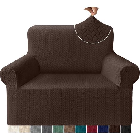 Fodera per divano jacquard in fibra di grano e abete (1 posto, cioccolato) (1/5)