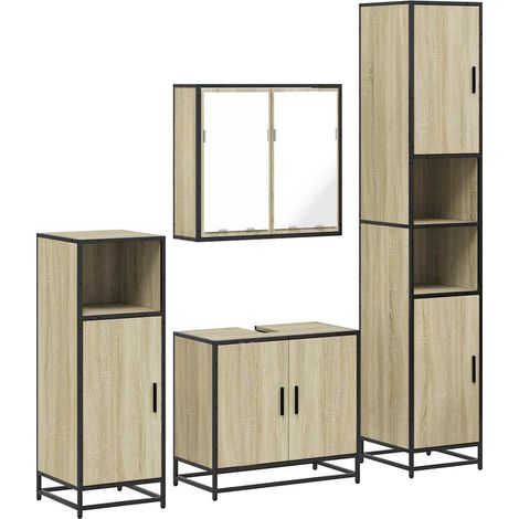 Maison Exclusive - 4-tlg. Badmöbel-Set Sonoma-Eiche Holzwerkstoff