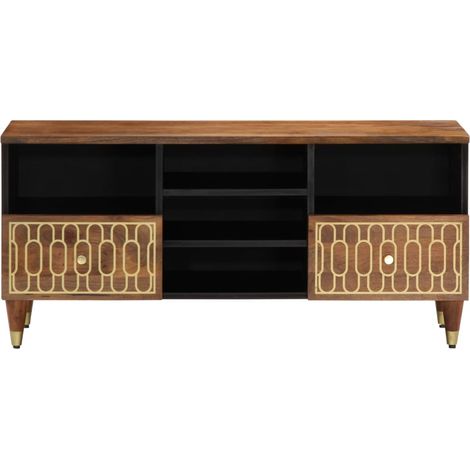 Meuble TV Banc TV Armoire TV 100x33x46 cm bois massif de manguier (1/5)