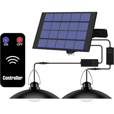 Suspension solaire LED, suspension solaire à une ou deux lampes, suspension extérieure divisée, éclairage de cour extérieur, étanche, à détecteur de lumière, lampe solaire à économie d'énergie (1/5)
