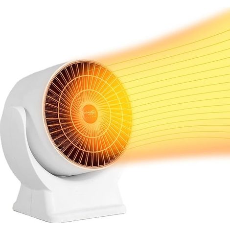 Calefactor con ventilador, calefactor auxiliar de 800 W, calefactor eléctrico, calefactor con ventilador, protección contra sobrecalentamiento y vuelco, calefactor eléctrico para oficina, dormitorio,  (1/4)