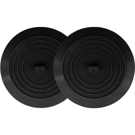 Tapis et grilles d'évier - Bouchon d'évier - Silicone - Noir 15 cm - Lot de 2 (1/5)