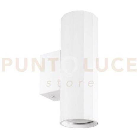 GAP530 APPLIQUE A PARET IN ALLUMINIO IP20 BIEMISSIONE TONDO 2 LUCI ATTACCO GU10 BIANCO SATINATO