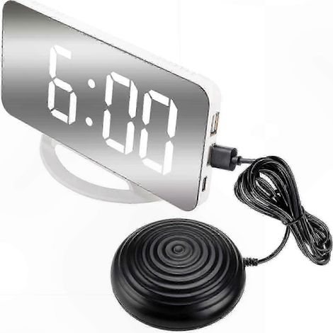 Réveil vibrant puissant pour les gros dormeurs, réveil numérique miroir avec fonction de vibration pour le lit (1/5)