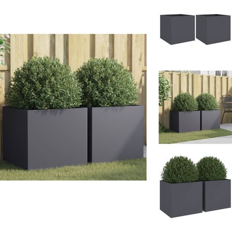 Jardinières 2 pcs anthracite 49x47x46 cm acier - Jardiniere - Pots De Fleurs - Balcon - Patio - Jardin (1/5)