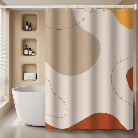 Rideau de douche en polyester imprimé numériquement, imperméable, 180 x 180 cm, YSF002 (1/5)