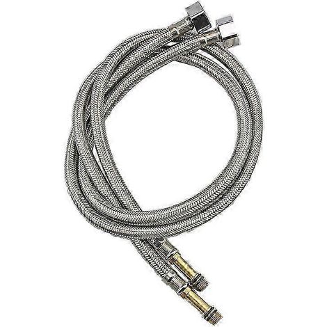 Lot de 4 tuyaux de raccordement flexibles en acier inoxydable pour robinetterie sanitaire, 50 cm. (1/3)