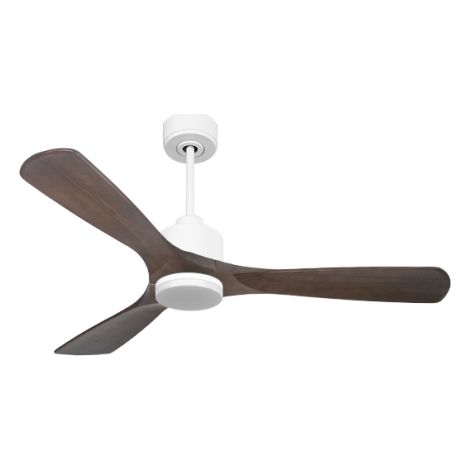 Modulo Slim - Super destratificateur et ventilateur DC 132 cm blanc avec lumière pales bois sombre idéal 26 à 40 m²