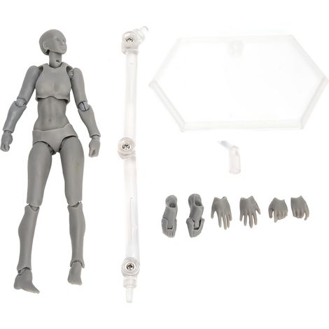 Figurine articulée en PVC pour artistes, modèle de dessin humain, mannequin femme, décoration, gris (1/5)