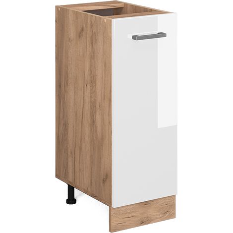 Armadio cucina dispensa alto R-Line, Bianco lucido, 30 cm senza piano di lavoro, Vicco