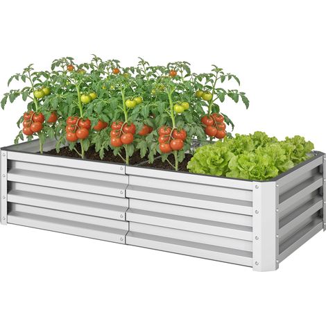 Carré potager tôle acier ondulée argent 120 x 60 x 30.5 cm