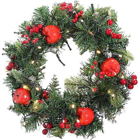 Couronne de Noël décorative en forme de cerisier avec guirlande lumineuse LED blanc chaud (2 pièces) (1/5)