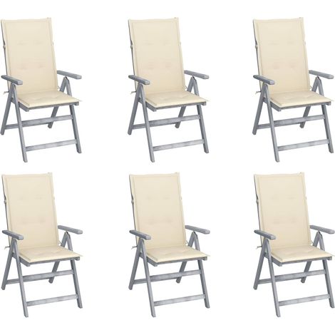 vidaXL Sillas reclinables jardín y cojines 6 uds madera maciza acacia (1/5)