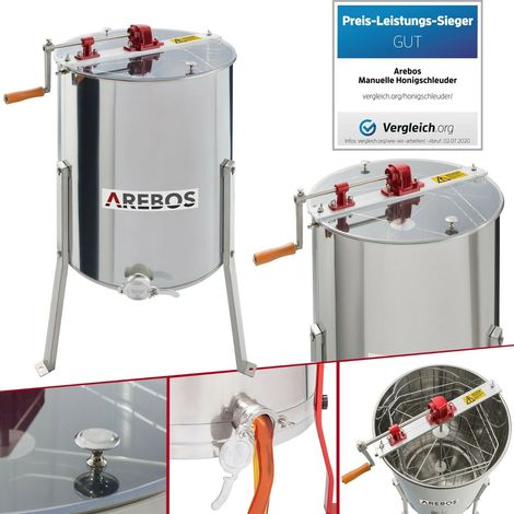 Extractor de Miel Manual 4 Cuao Panales Acero Inoxidable Miel de Apicultor